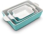 NutriChef 3-Piece Nonstick Ceramic Bakeware Set - PFOA PFOS PTFE Free Baking Tray Set w/Odor-Free Ceramic Non-stick Coating, 446°F Oven Safe Microwave/Dishwasher Safe Rectangular Baking Pan NCCREX3 - Image 2