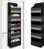 Over Door Organizer with 5 Large Pockets, Heavy Duty Hanging Organizer Storage, Closet Bathroom Nursery Bedroom Dorm, Toys Cosmetics Sundries and Baby Essentials, Black - Image 2