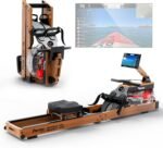 PASYOU Water Rowing Machines for Home Oak Wood Foldable Rower Machine 350LB Weight Capacity, 6 Levels Adjustable Row Machines with Monitor & Device Holder & 14L Tank, Bluetooth with Kinomap APP - Image 2