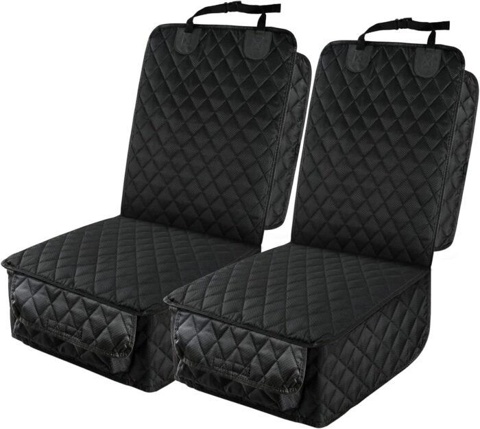 PETICON Waterproof Front Seat Car Cover 2 Pack, Full Protection Dog Car Seat Cover with Side Flaps, Nonslip Scratchproof Captain Chair Seat Cover Fits for Cars, Trucks, SUVs, Jeep, Black - Image 2