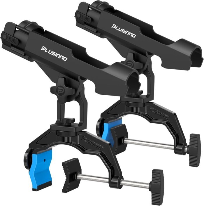 PLUSINNO 1/2/4 Pack Fishing Rod Holders for Boat, Fishing Rod Holder with Enlarge Clamp, Innovative Dual-V Shaped Design, Fit Round/Square Tube Boat Fishing, Fishing Gear, Fishing Gifts for Men - Image 2