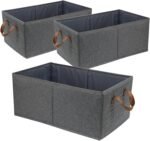 Pack of 3 Large Capacity Storage Bins Closet Organizer System, Sturdy Foldable Storage Boxes for Organizing Clothing, Sheets, Toys, Books - Shelf Organizer Shelves Basket Storage Bin - Image 2