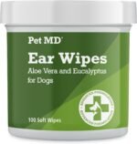 Pet MD - Dog Ear Cleaner Wipes - Otic Cleanser for Dogs to Stop Ear Itching, and Infections with Aloe and Eucalyptus - 100 Count - Image 2