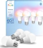 Philips Hue Essential Smart LED A19 Bulb, White and Color Ambiance, E26 Base, 8.8W, 2200K-6500K, 800 Lumens, Dimmable, Works with Alexa, Google, and Apple Home, 4-Pack - Image 2