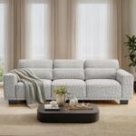 Pipishell 89" 3 Seater Sofa Couch with Deep Seats & Wide Armrests, Supportive Futon with Thickened Cushion, Comfy Cotton-Linen Couches for Living Room,Removable & Washable Covers,Grey - Image 2