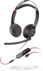 Poly Blackwire 5220 Wired Headset - Flexible Boom Mic - Noise Cancelling Headphones with Mic - USB-C, USB-A, 3.5mm - Ergonomic Over-Ear Design - Works with Microsoft Teams, Zoom - Work from Home - Image 2