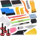 Pro Vinyl Wraps Applicator Tool Kit Window Tint Film Car Wrapping Tools Includes Felt Squeegees, Plastic Scraper, Wrap Knife and Blades, Magnetic Holders, Cleaning Cloth, Gloves and Finger Sleeve - Image 2