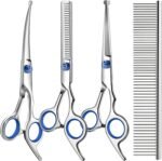 Professional 4 in 1 Dog & Cat Grooming Scissors Kit with Safety Round Tips,Sharp & Durable,Dog Shears for Grooming - Includes Straight, Curved, Thinning Scissors and Comb - Premium Pet Supplies - Image 2