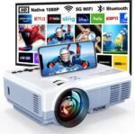 Projector with WiFi and Bluetooth, FUDONI Upgrade Projector Native 1080P 14000L 4K Supported, Portable Movie Outdoor Projector for Home Theater, Compatible w HDMI/USB/TV Stick/Laptop/iOS Android Phone - Image 2