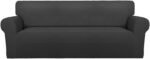 PureFit Super Stretch Sofa Slipcover – Spandex Non Slip Soft Couch Sofa Cover, Washable Furniture Protector with Non Skid Foam and Elastic Bottom for Kids, Pets （Sofa, Dark Gray） - Image 2