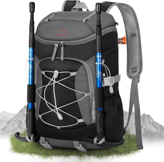 RAINSMORE Foldable Hiking Backpack for Women Men Packable Camping Backpack 40L Waterproof Hiking Daypack Bag Lightweight Collapsible Daypack for Travel Trekking Mountaineering Large Capacity Black - Image 2