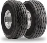 RRQ 10 Inch Solid Polyurethane Tire 4.10/3.50-4 Tire, 10" Flat Free Wheels with 5/8" Bearings, 2.2" Offset Hub for Garden Cart, Hand Truck, Lawn Cart, Mower (2 Pack) - Image 2