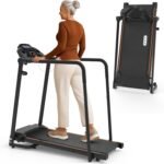 Redliro Walking Treadmill with Long Handrails – Treadmill for Seniors 300 lbs Capacity – Foldable, Lightweight with Wheels, Cup & Phone Holder – Recovery Machine for Home or Apartment - Image 2