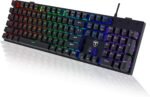 RisoPhy Mechanical Gaming Keyboard, RGB 104 Keys Ultra-Slim LED Backlit USB Wired Keyboard with Blue Switch, Durable Abs Keycaps/Anti-Ghosting/Spill-Resistant Computer Keyboard for PC Mac Xbox Gamer - Image 2