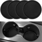 SINGARO Car Cup Coaster, 4PCS Universal Non-Slip Cup Holders Embedded in Ornaments Coaster, Car Interior Accessories, Black - Image 2