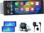 Single Din Car Stereo, 6.36 Inch CarPlay & Android Auto HD IPS Touchscreen Radio with Bluetooth with Backup Camera, Support USB Type-C Charging/USB/Mirror Link/Microphone/FM/EQ - Image 2