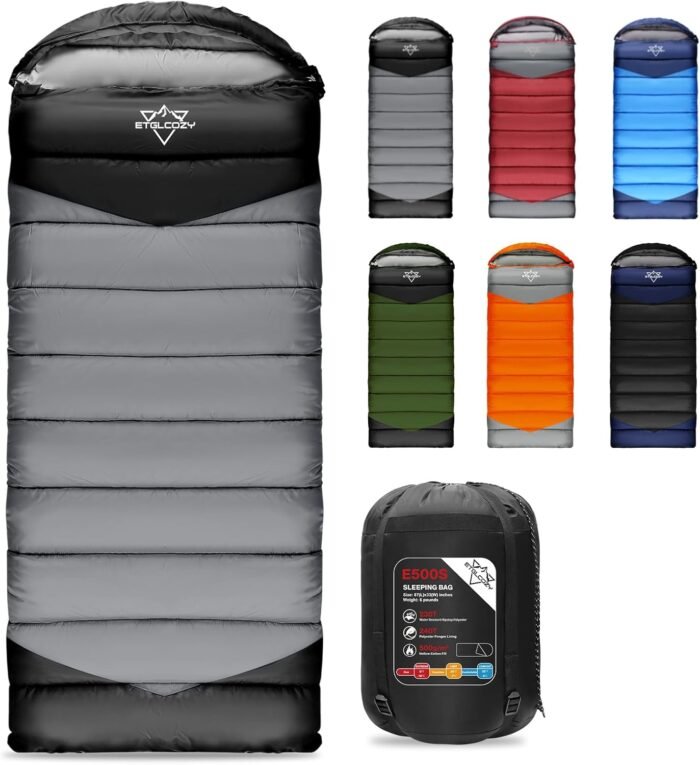 Sleeping Bag for Adults Cold Weather & Warm, Lightweight Backpacking Camping Hiking Essentials Gear for Kids 10-12 Girls Boys Compact w/Compression Sack Indoor Outdoor Sleep Must Haves - Image 2