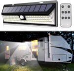 Solar RV Porch Light, 118 LED Motorhome Motion Sensor RV Exterior Lights with Remote Control, Waterproof Camper Outdoor Lights for Motorhome Travel,Travel Trailers, Camper, Food Trucks - Image 2