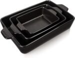 Sweejar Ceramic Bakeware Set, Rectangular Baking Dish for Oven Lasagna Pans for Cooking, Kitchen, Cake Dinner, Banquet and Daily Use, 11.8 x 7.8 x 2.76 Inches of Casserole Dishes (Black) - Image 2