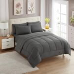 Sweet Home Collection 5 Piece Comforter Set Bag Solid Color All Season Soft Down Alternative Blanket & Luxurious Microfiber Bed Sheets, Gray, Twin - Image 2