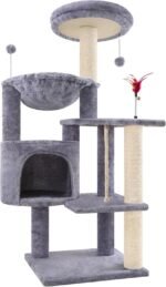 TWDEPART 42.5'' Cat Tree for Indor Cats, Multifunctional Cat Tower with Cozy Condo, Perches, Scratching Posts and Hammock, Grey… - Image 2