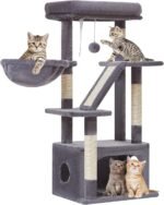 Taoqimiao Cat Tree,38.5-Inch Cat Tower for Indoor Cats,Suitable for Kittens with Luxurious cat condo with Adjustable Baskets and Luxurious Perch MS029SG Smoky Gray - Image 2