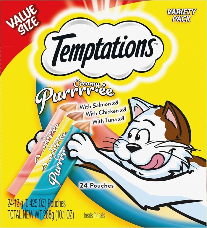 Temptations Creamy Puree Variety Pack of Squeezable Cat Treats, 0.42 oz. Tubes, 24 Count - Image 2