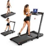 Treadmill with Incline, 3 in 1 Under Desk Treadmill Walking Pad with Removable Desk Workstation 3.5HP Foldable Compact Walking Treadmills for Home Small Office with Wristband Remote Control - Image 2