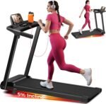 Treadmill with Incline, 3.0HP Small Treadmills for Home, Portable Electric Treadmill with Handles,Lightweight Walking Pad,Compact Running Treadmills,Walking Pad with Handle,LED Dispay,300LBS Capacity - Image 2