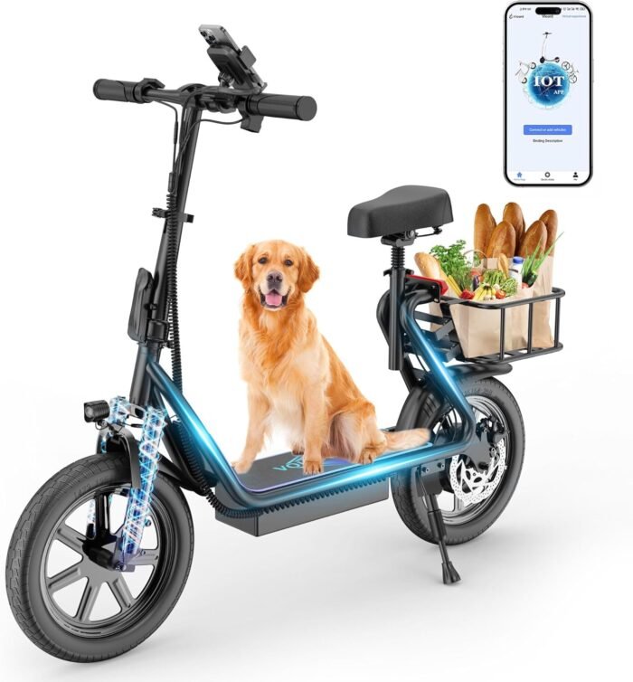 VOLPAM Electric Scooter Adults, Foldable E-Scooter for Adults, 500W Motor, 22 MPH Speed, 27 Mile Range, 14" Tires, Electric Kick Scooter with Seat, Dual/Braking System - Image 2