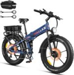 W Wallke AWD Dual Motor Foldable Electric Bike for Adults, 48V 44Ah/22Ah Dual Battery Long Range 170 Mile, 26x4 Fat Tire 35MPH Fast Ebike, Full Suspension Mountain Offroad Bicycle, SHM 7 Speed,UL2849 - Image 2