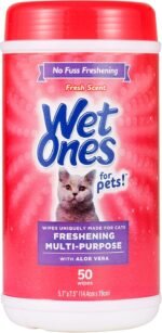 Wet Ones for Pets Freshening Multipurpose Wipes for Cats with Aloe Vera, Fresh Scent - Easy to Use Cat Cleaning Wipes for Pet Grooming in Canister, 50 Count - Image 2