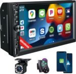 Wireless Double Din Car Stereo Works with Apple Carplay,7 Inch HD 1024 * 600 Touchscreen with Bluetooth 5.1,FM Car Radio,GPS Navigation,Backup Camera,Android Auto,Voice Control,USB/AUX/TF/SWC - Image 2