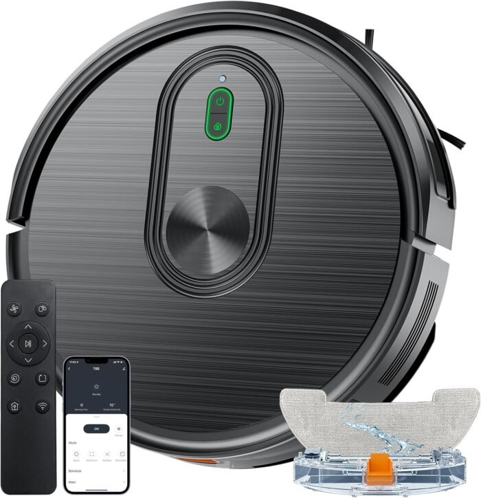XIEBro Robot Vacuum and Mop Combo, 2 in 1 Robotic Vacuums Cleaner with 3200Pa Max Suction, App/Wi-Fi/Voice, Robot Vacuum with Schedule, Self-Charging, Slim, for Pet Hair, Hard Floor, Carpet - Image 2