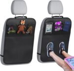 lebogner Back Seat Cover For Kids + 3 Pocket Storage Organizer, 2 Pack X-Large Waterproof Kick Mats Backseat Protector, Car Seat Back Protectors For Vehicles To Protect From Dirt, Mud & Scratches - Image 2