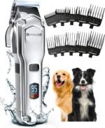 oneisall Dog Clippers for Grooming for Thick Heavy Coats/Low Noise Rechargeable Cordless Pet Shaver with Stainless Steel Blade/Waterproof Dog Shaver for Dogs Pets and Animals (Sliver) - Image 2