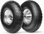 10-Inch Replacement Tire and Wheel 4.10/3.50-4" - 10” Pneumatic Utility Tires for Cart, Dolly, Hand Truck, Generator, Lawnmower, Garden Wagon with 5/8” Axle Bore Hole - Double Sealed Bearings (2 pack) - Image 2