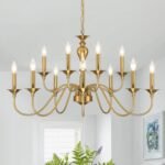 12 Light Gold Farmhouse Chandeliers for Dining Room Light Fixtures Over Table,Industrial Candle Hanging Chandelier for Living Room Foyer Staircase Bedroom Kitchen Island Restaurants - Image 2