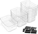 12 PACK Multi-Use Clear Plastic Storage Bins for Organizing w/ Labels - Home, Kitchen, Bathroom, Office, Pantry Cabinet Shelf Organizer Bins - SOHO Collection, RV, Fridge Organization Containers - Image 2