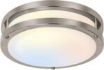 13 inch Flush Mount LED Ceiling Light Fixture, 2700K/3000K/3500K/4000K/5000K Adjustable Ceiling Lights, Brushed Nickel Saturn Dimmable Lighting for Hallway Bathroom Kitchen or Stairwell, ETL Listed - Image 2