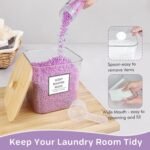 Laundry Pods Storage Container, Clear Laundry Room Organization and Storage,Detergent Powder Container,with Wooden Lids & Labels, 3+1 Pack - Image 3
