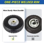 4.10/3.50-4" Flat Free Tire and Wheel, 10" Heavy Duty Solid Tire, 5/8" Axle Bore Hole, 2.2" Offset Hub, for Hand Truck Garden Cart Wagon Trolley Dolly Replacement, 2 Pack - Image 4