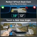 Upgraded 10'' Rear View Mirror Camera Mirror Dash Cam Front and Rear 1080P Backup Camera Full Touch Screen w Loop Recording, G-Sensor Night Vision 170° Wide Angle - Image 4