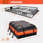 MeeFar Roof Rack Carrier Basket Universal Rooftop 65" X 39" X 6" Large Size Roof Rack + Waterproof Bag 20 Cubic Feet (51" 40" 17"), and Cargo Net with Attachment Hooks, Ratchet Straps - Image 3
