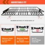 MeeFar Roof Rack Carrier Basket Universal Rooftop 65" X 39" X 6" Large Size Roof Rack + Waterproof Bag 20 Cubic Feet (51" 40" 17"), and Cargo Net with Attachment Hooks, Ratchet Straps - Image 5