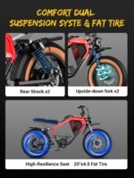 Luckeep M5/MAX Electric Bike for Adults/Teen,2000W/2500W Peak Motor,37.5/32 MPH, 48V/52V, 20AH-40AH Dual Battery Ebike,80/160 Miles 20" Fat Tire Electric Dirtbike,Electric Moped Motorcycle for Adults - Image 4