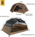 OneTigris COSMITTO 2 Person Backpacking Tent Shelter- Free Standing Lightweight Waterproof 3 Season Camping Tent for Outdoor Hiking Mountaineering - Image 5