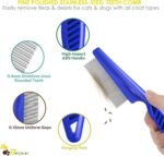4 Pack Flea Lice Comb, Stainless Steel Dog Cat Grooming Combs with Rounded Teeth, Double Sided Professional Pet Tear Stain Remover, Dematting Tool for Small, Medium & Large Pets - Image 3