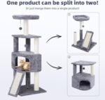 45in Cat Tree Tower with Big Condo for Indoor Kitten,Cat Tower with Scratching Post,Scratching Board and Cat Toys,Multi-Level,Small Space,Transformer Cat Tree, Grey(New) - Image 3