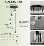 High Ceilings Long Chandeliers Modern Crystal Long Pendant Light,Long Raindrop Hanging Chandeliers,Hanging Flush Mount Chandelier Ceiling Light for Staircase Foyer Entryway 8 Lights - Image 6